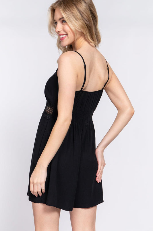 ACTIVE BASIC Waist Lace Trim Cami Romper Carauana Store