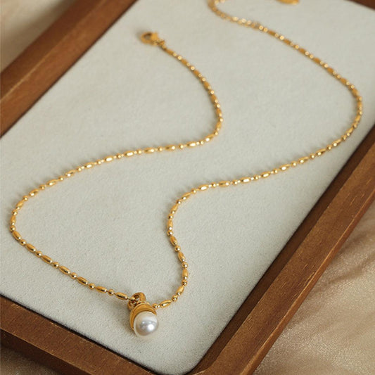 Titanium Steel Pearl Pendant Necklace Carauana Store