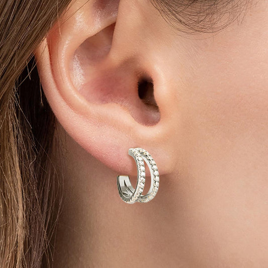 Moissanite 925 Sterling Silver C-Hoop Earrings Carauana Store