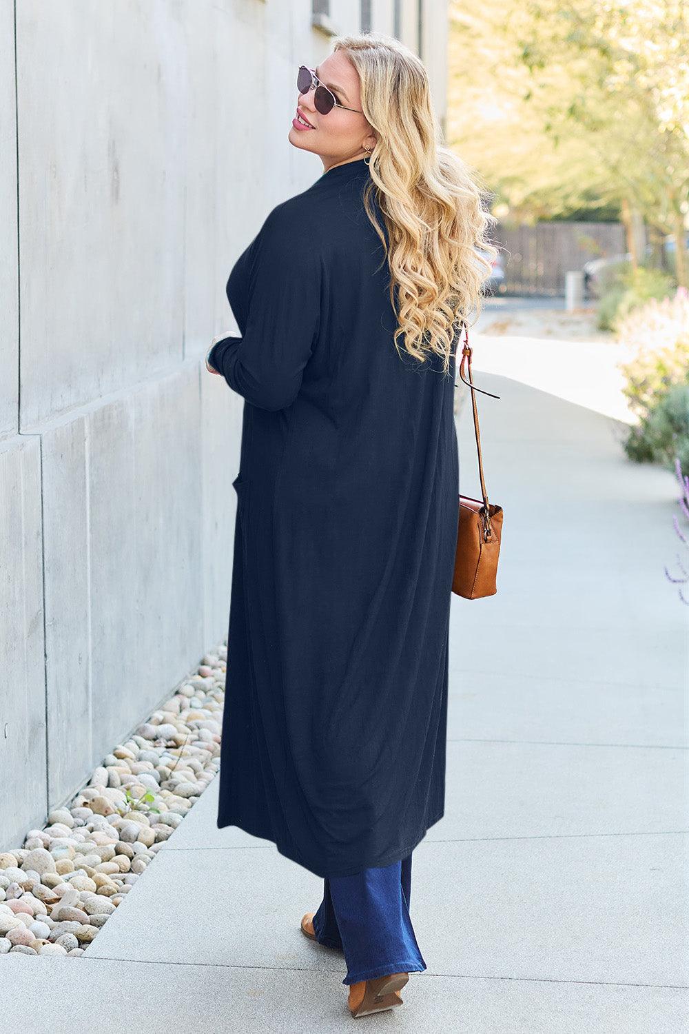 Basic Bae Full Size Open Front Long Sleeve Cover Up Carauana Store