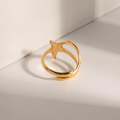 Gold-Plated Stainless Steel Star Ring Carauana Store