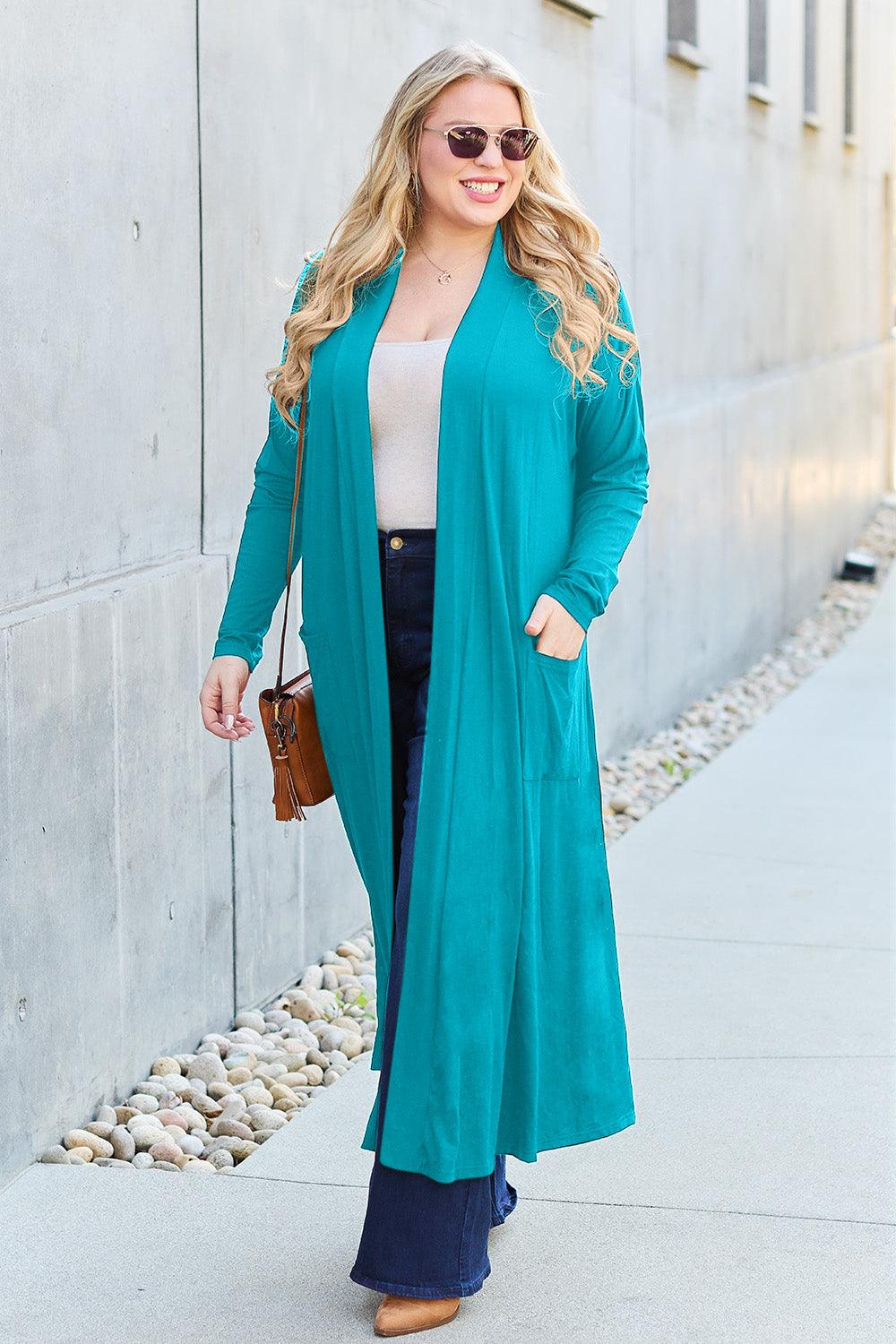 Basic Bae Full Size Open Front Long Sleeve Cover Up Carauana Store