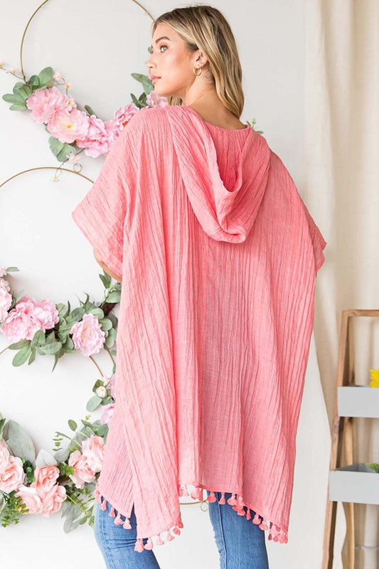 Cotton Bleu by Nu Label Tassel Hem Hooded Cover Up Carauana Store