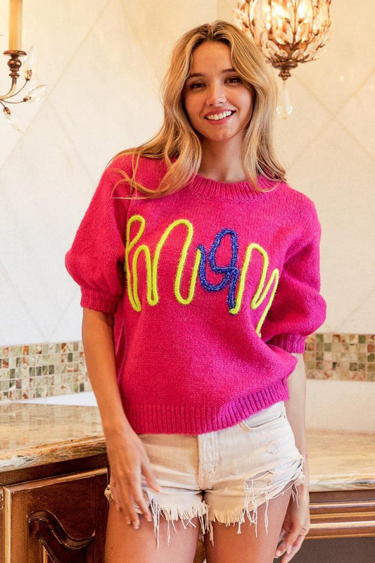 BiBi MOM Contrast Round Neck Sweater Carauana Store