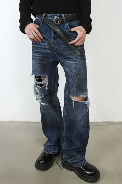 Men's Distressed Jeans with Pockets CaRaUaNa Fashion