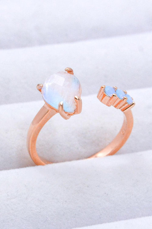 18K Rose Gold-Plated Moonstone Open Ring Carauana Store