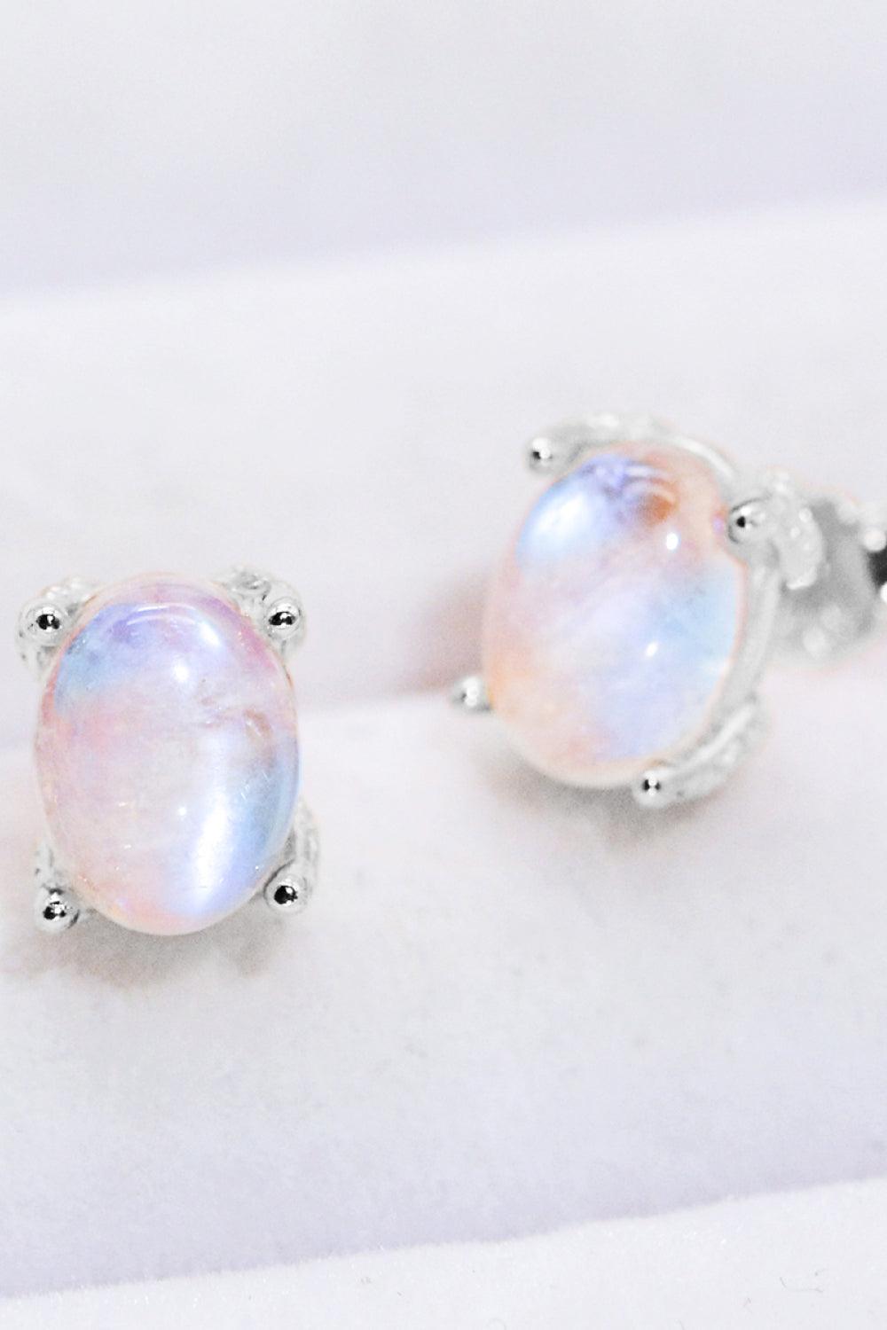 Natural Moonstone 4-Prong Stud Earrings Carauana Store