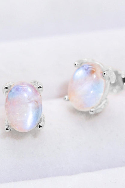 Natural Moonstone 4-Prong Stud Earrings Carauana Store