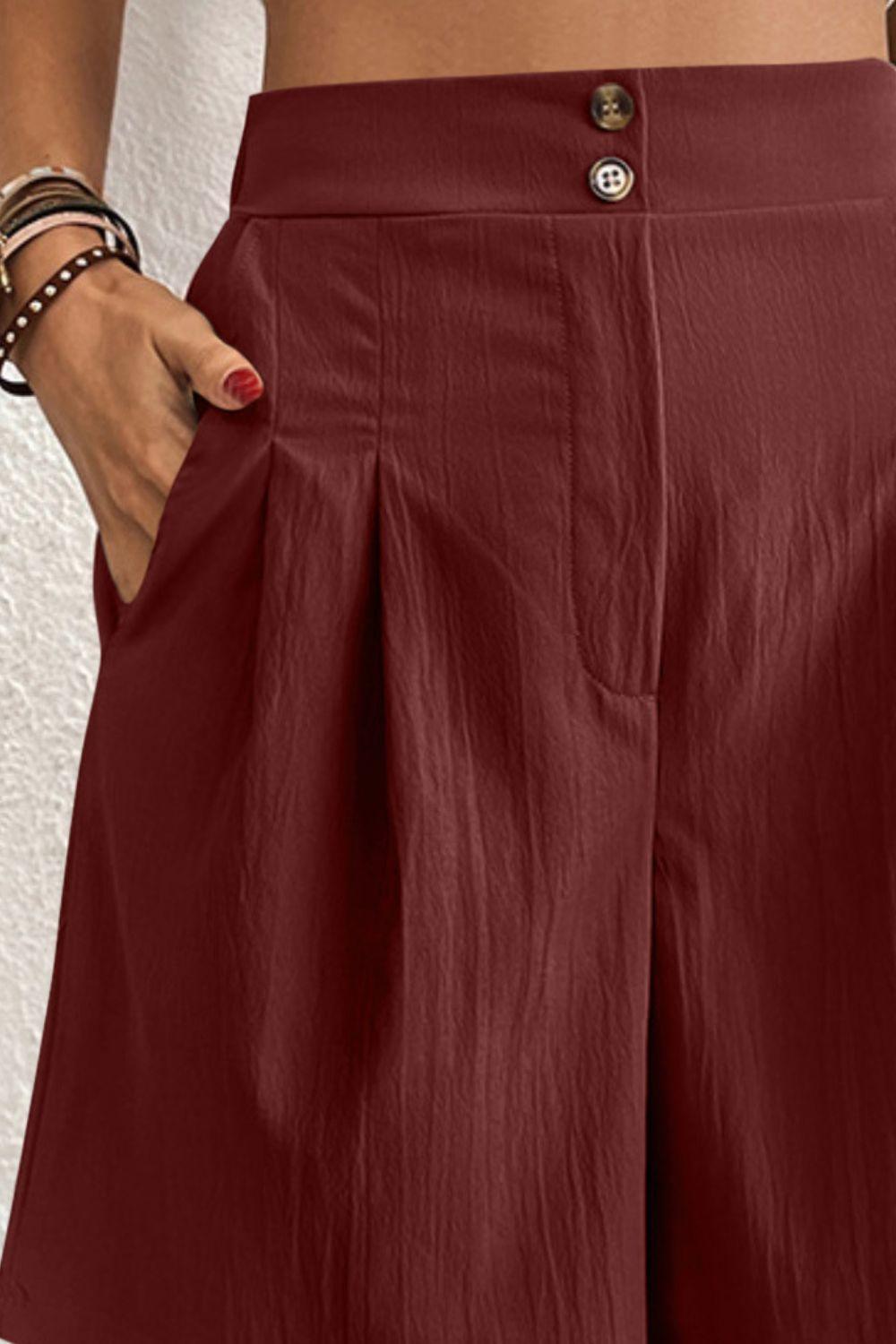 High Waist Shorts with Pockets CaRaUaNa Fashion