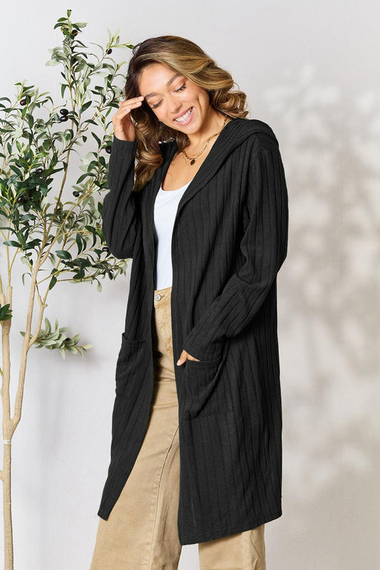 Basic Bae Full Size Hooded Sweater Cardigan Carauana Store