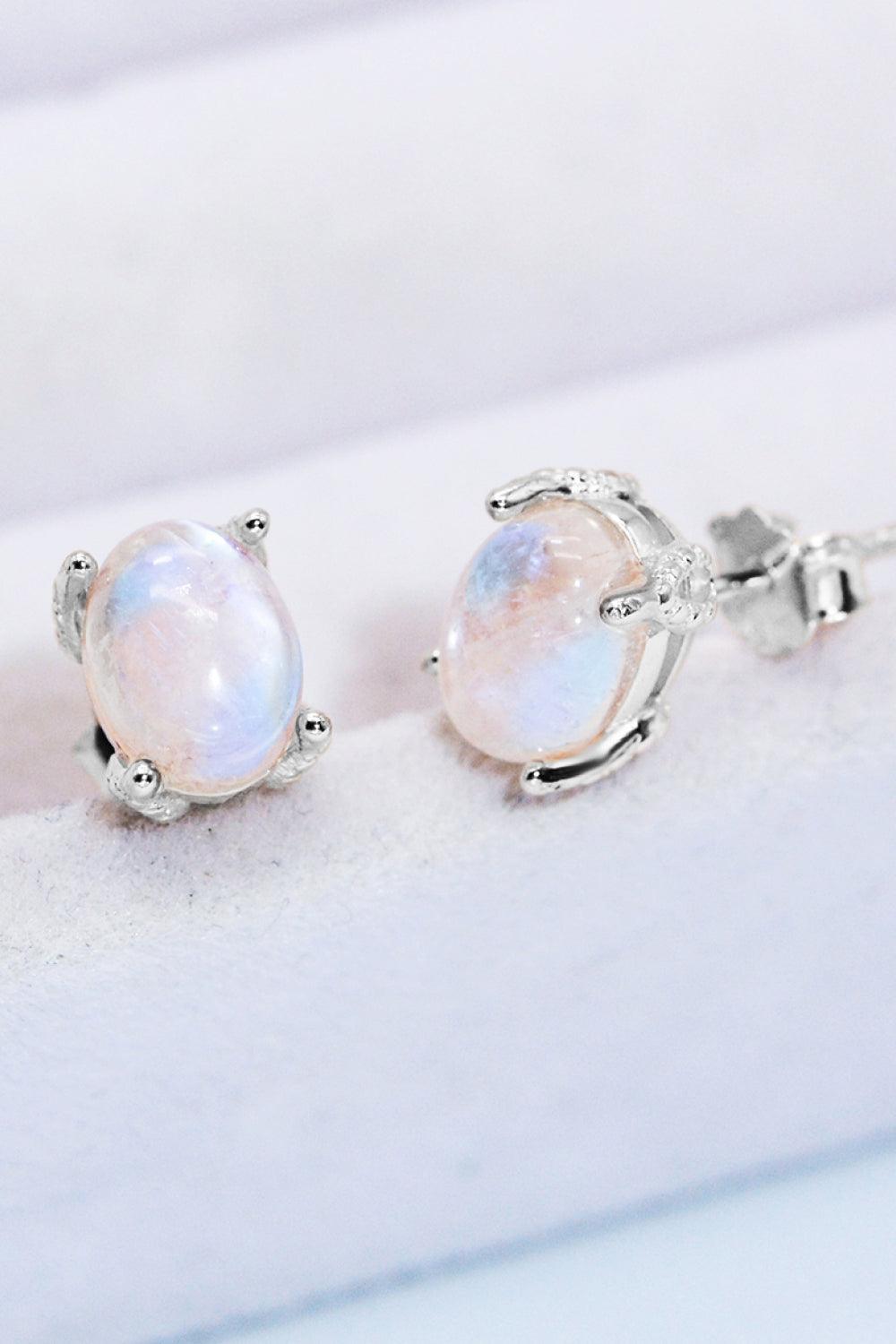 Natural Moonstone 4-Prong Stud Earrings Carauana Store
