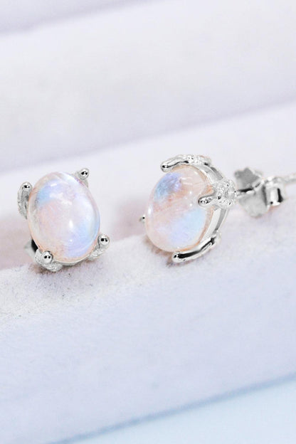 Natural Moonstone 4-Prong Stud Earrings Carauana Store