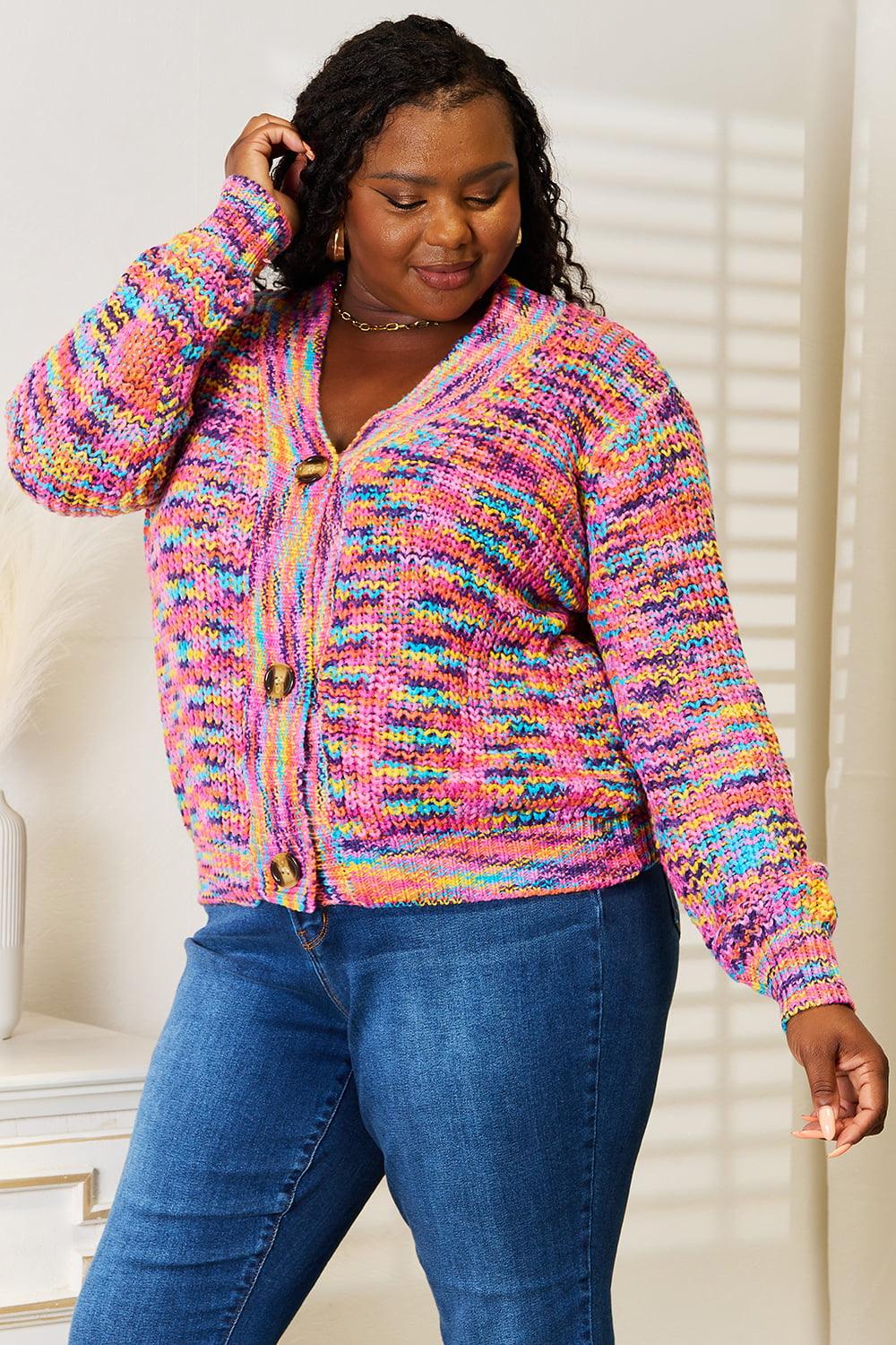 Angel Wings Woven Right V-Neck Long Sleeve Cardigan Carauana Store