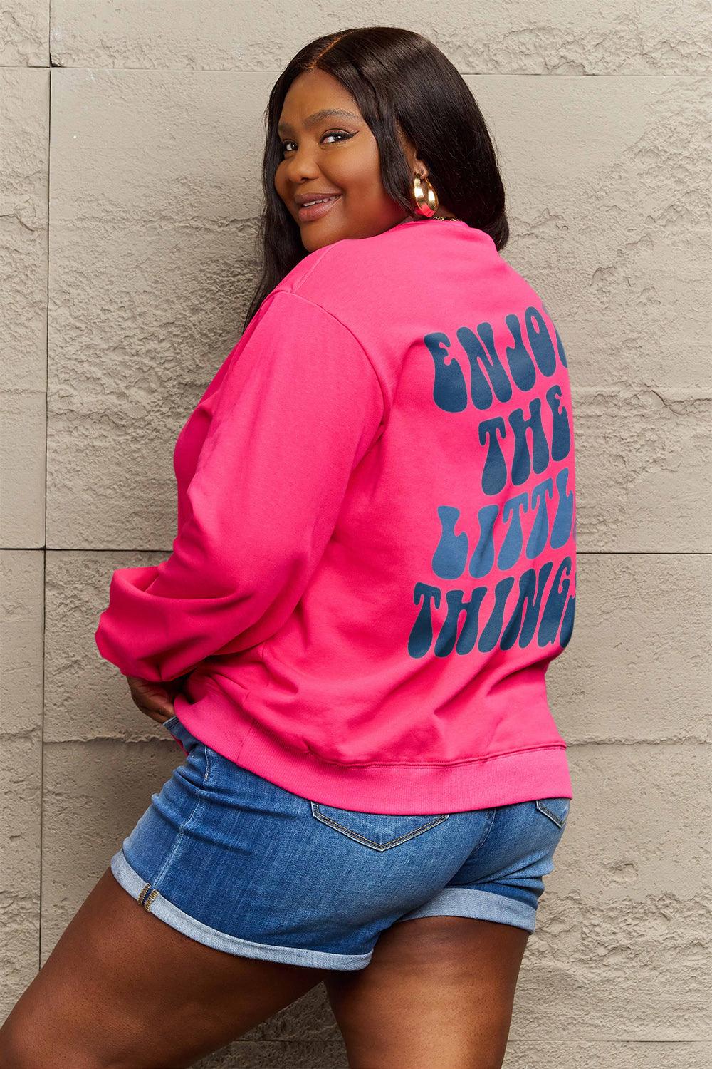 Simply Love Full Size ENJOY THE LITTLE THINGS Round Neck Sweatshirt Carauana Store