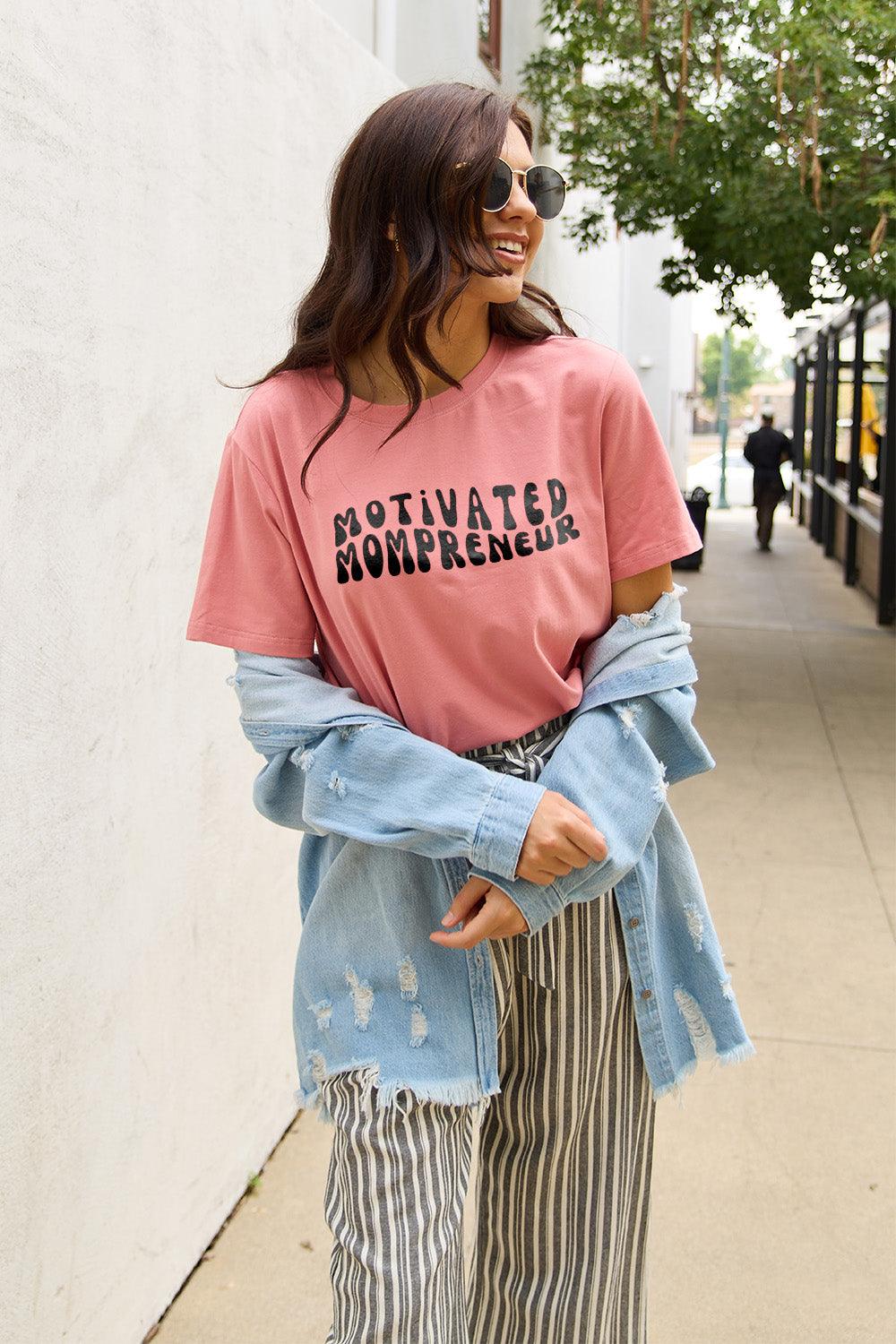 Simply Love Full Size MOTIVATED MOMPRENEUR Short Sleeve T-Shirt Carauana Store