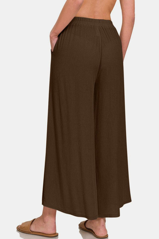Zenana Woven Wide Leg Pants With Pockets Carauana Store