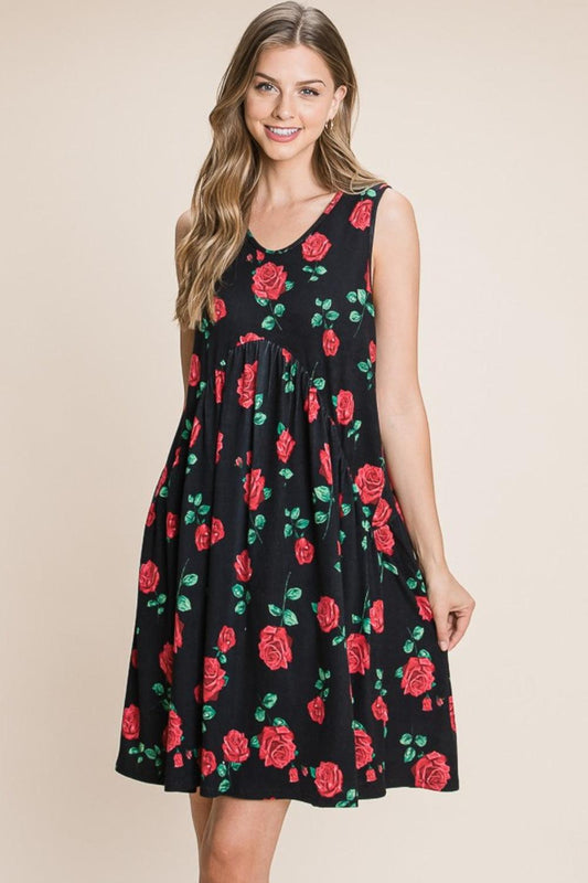 BOMBOM Floral Ruched Tank Dress Carauana Store