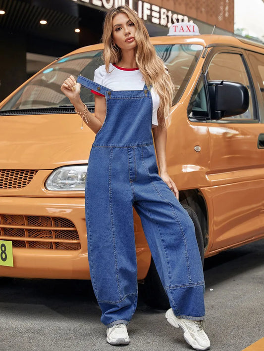 Wide Strap Wide Leg Denim Overalls Carauana Store