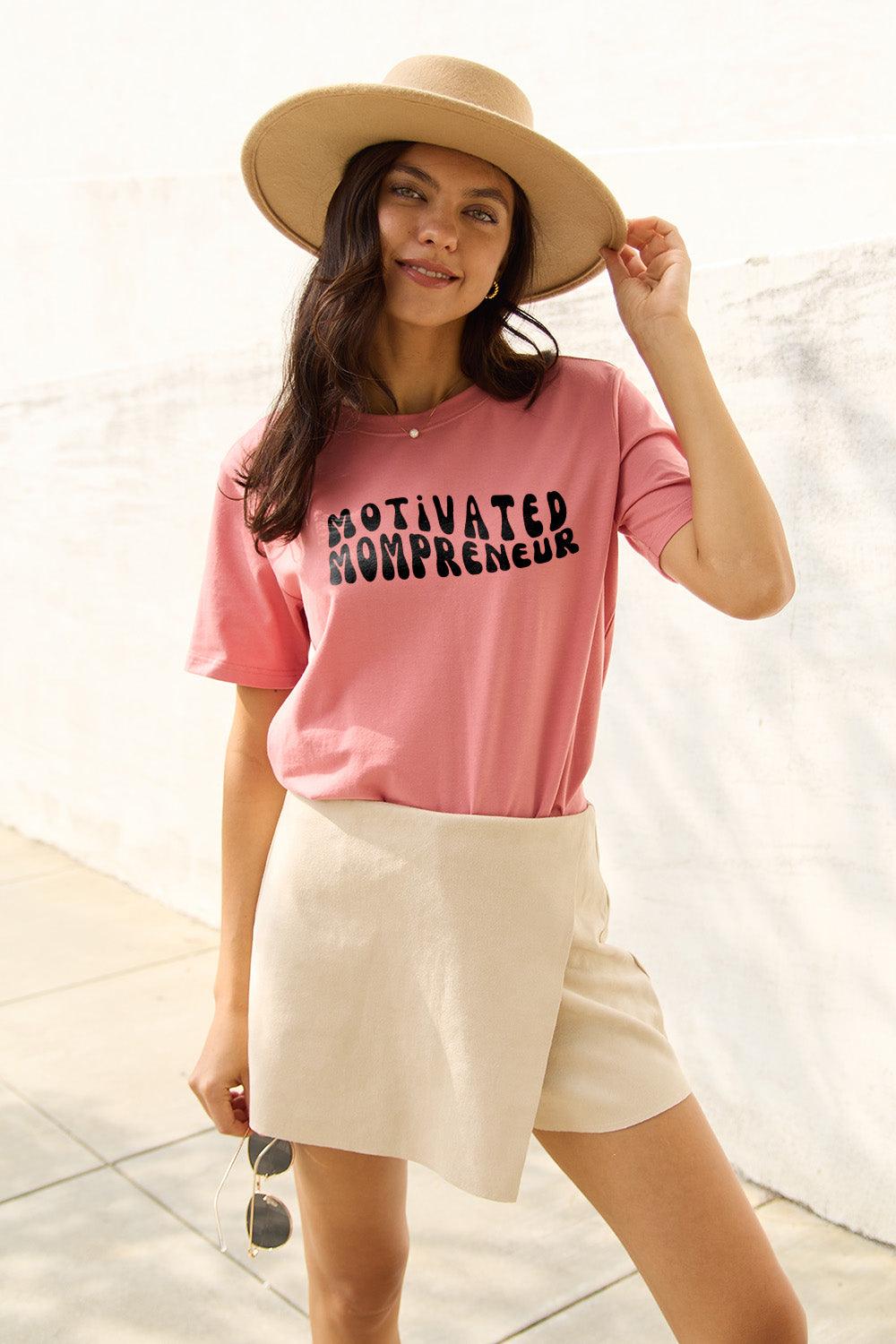 Simply Love Full Size MOTIVATED MOMPRENEUR Short Sleeve T-Shirt Carauana Store