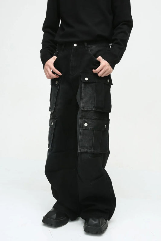 Multi-Pocket Cargo Wide-Leg Jeans Carauana Store