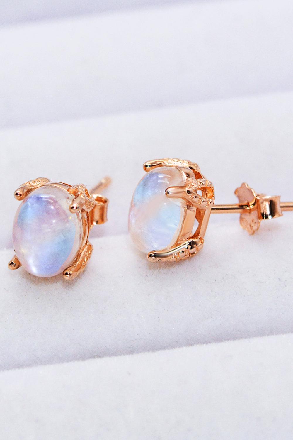 Natural Moonstone 4-Prong Stud Earrings Carauana Store