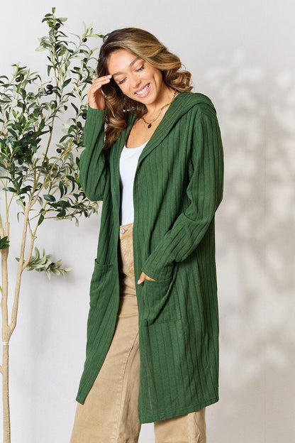 Basic Bae Full Size Hooded Sweater Cardigan Carauana Store