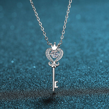Key Shape Moissanite 925 Sterling Silver Necklace Carauana Store
