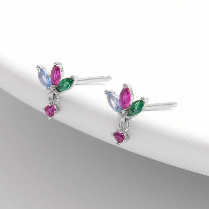 Inlaid Zircon 925 Sterling Silver Geometric Stud Earrings Carauana Store