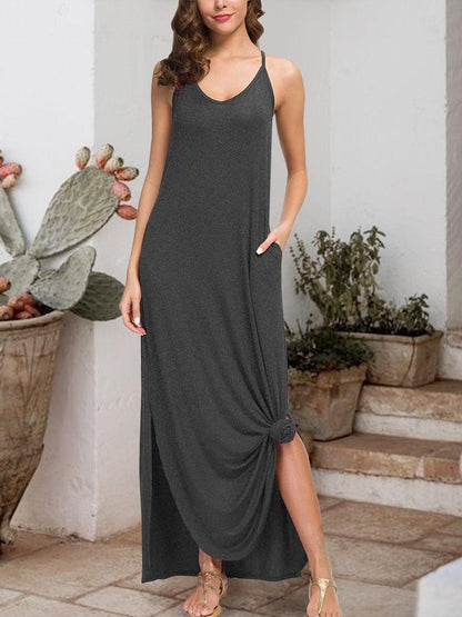 Slit Scoop Neck Sleeveless Dress Carauana Store