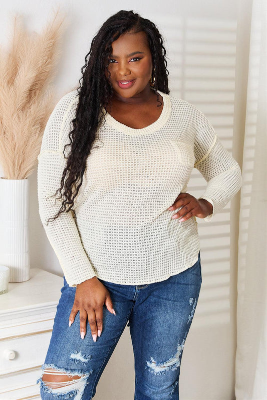 Culture Code Full Size Scoop Neck Patch Pocket Top Carauana Store