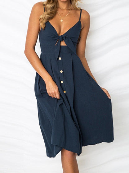 Cutout Smocked Sweetheart Neck Cami Dress Carauana Store