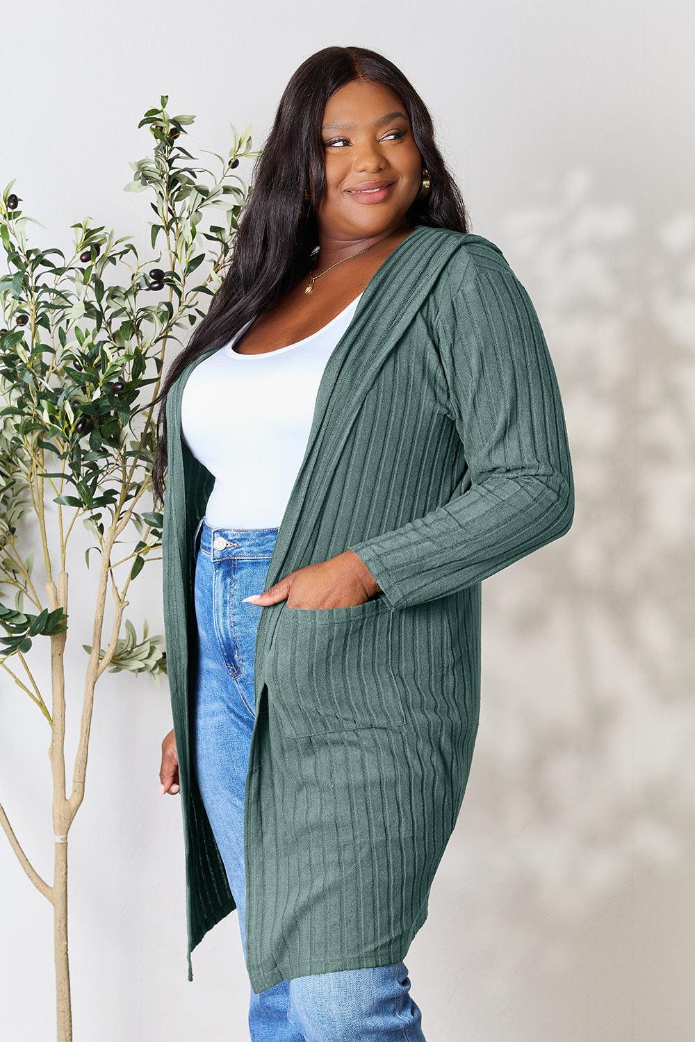 Basic Bae Full Size Hooded Sweater Cardigan Carauana Store
