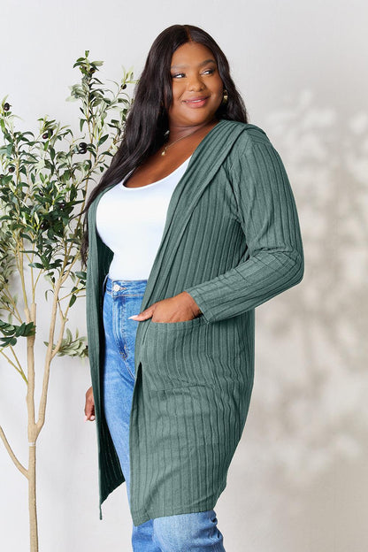 Basic Bae Full Size Hooded Sweater Cardigan Carauana Store