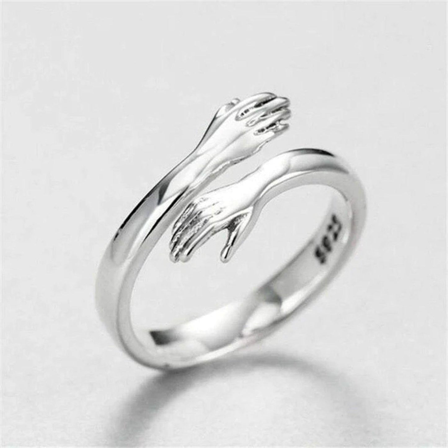Hug Shape 925 Sterling Silver Bypass Ring Carauana Store