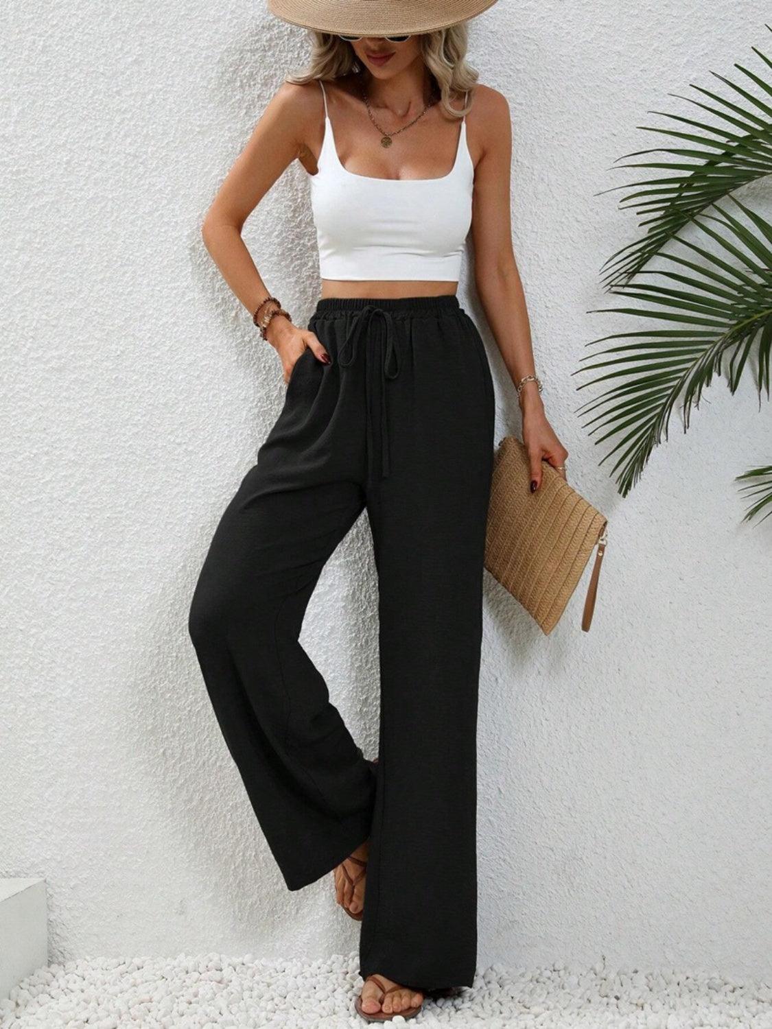 Wide Leg Drawstring Pants Carauana Store