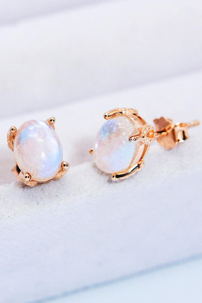 Natural Moonstone 4-Prong Stud Earrings Carauana Store