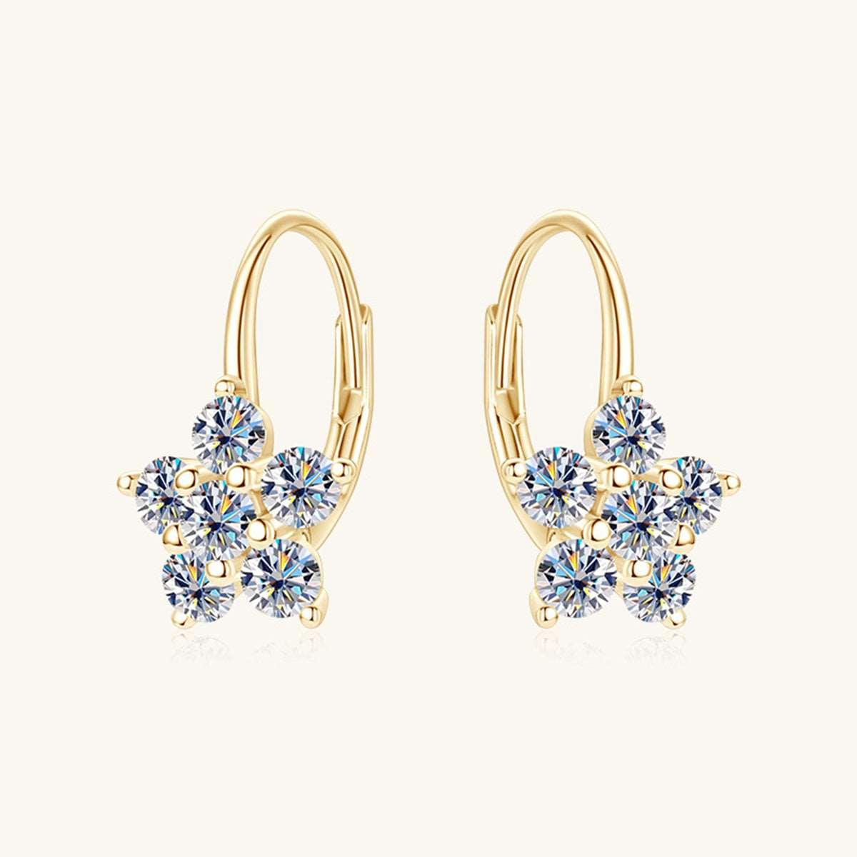 1.2 Carat 925 Sterling Silver Moissanite Flower Huggie Earrings Carauana Store