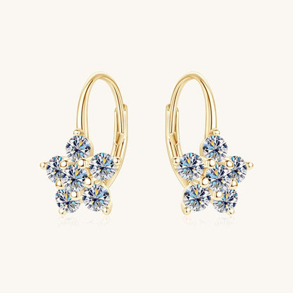 1.2 Carat 925 Sterling Silver Moissanite Flower Huggie Earrings Carauana Store
