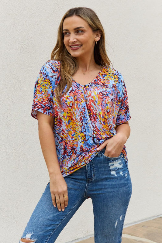 Be Stage Full Size Printed Dolman Flowy Top Carauana Store