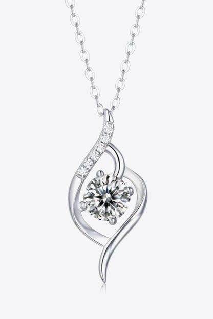 Platinum-Plated 1 Carat Moissanite Pendant Necklace Carauana Store