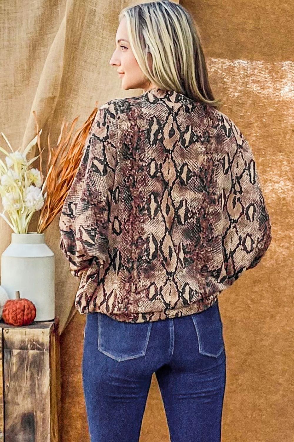 And The Why Choker Neck Dolman Sleeve Snake Print Top Carauana Store