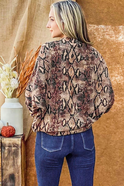 And The Why Choker Neck Dolman Sleeve Snake Print Top Carauana Store