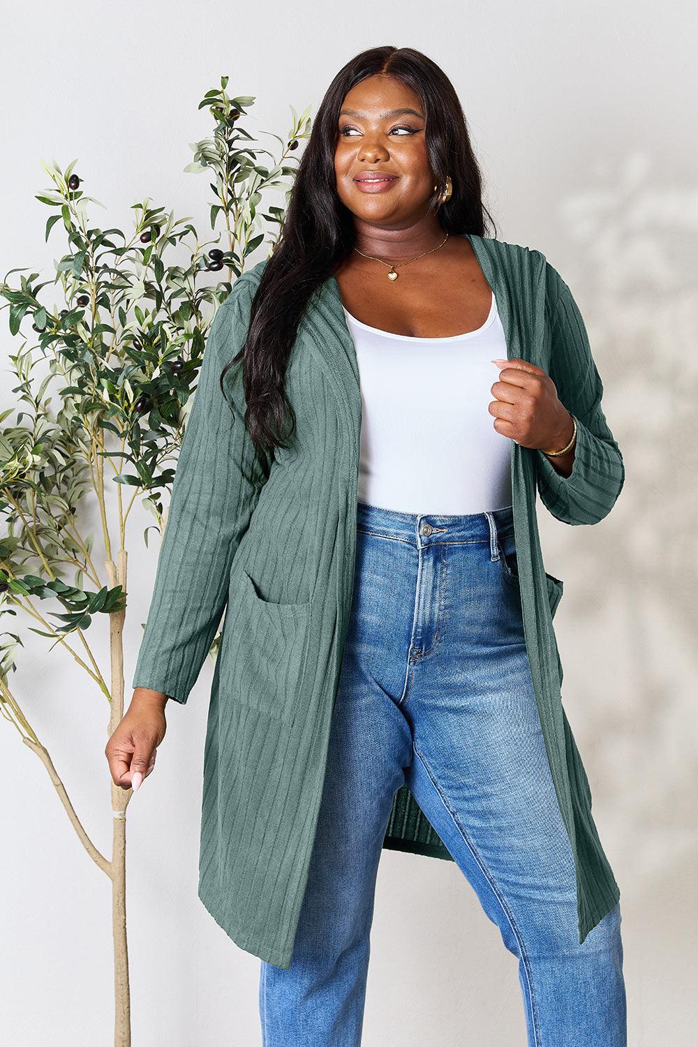 Basic Bae Full Size Hooded Sweater Cardigan Carauana Store
