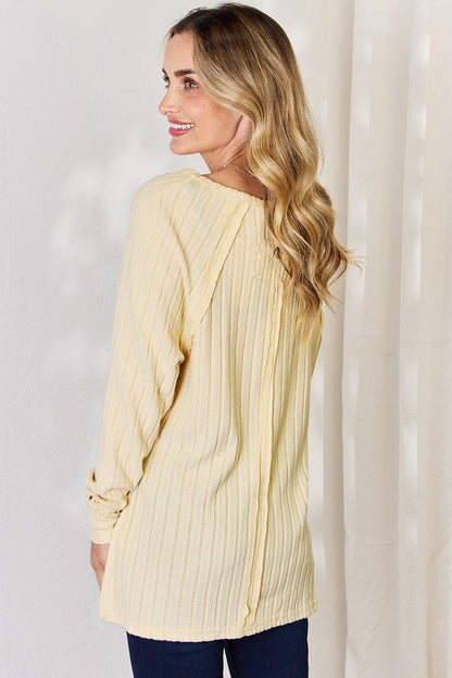Basic Bae Full Size Ribbed Round Neck Slit T-Shirt Carauana Store