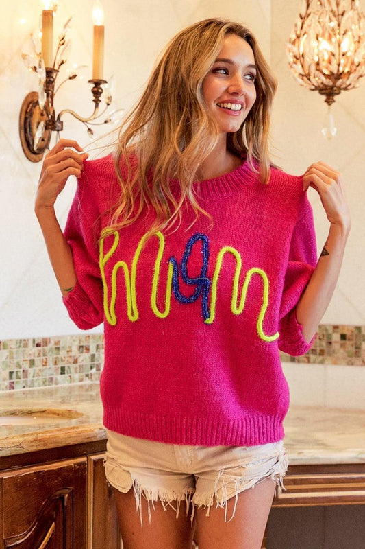 BiBi MOM Contrast Round Neck Sweater Carauana Store