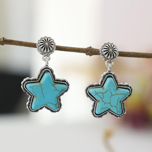 Artificial Turquoise Alloy Star Earrings Carauana Store