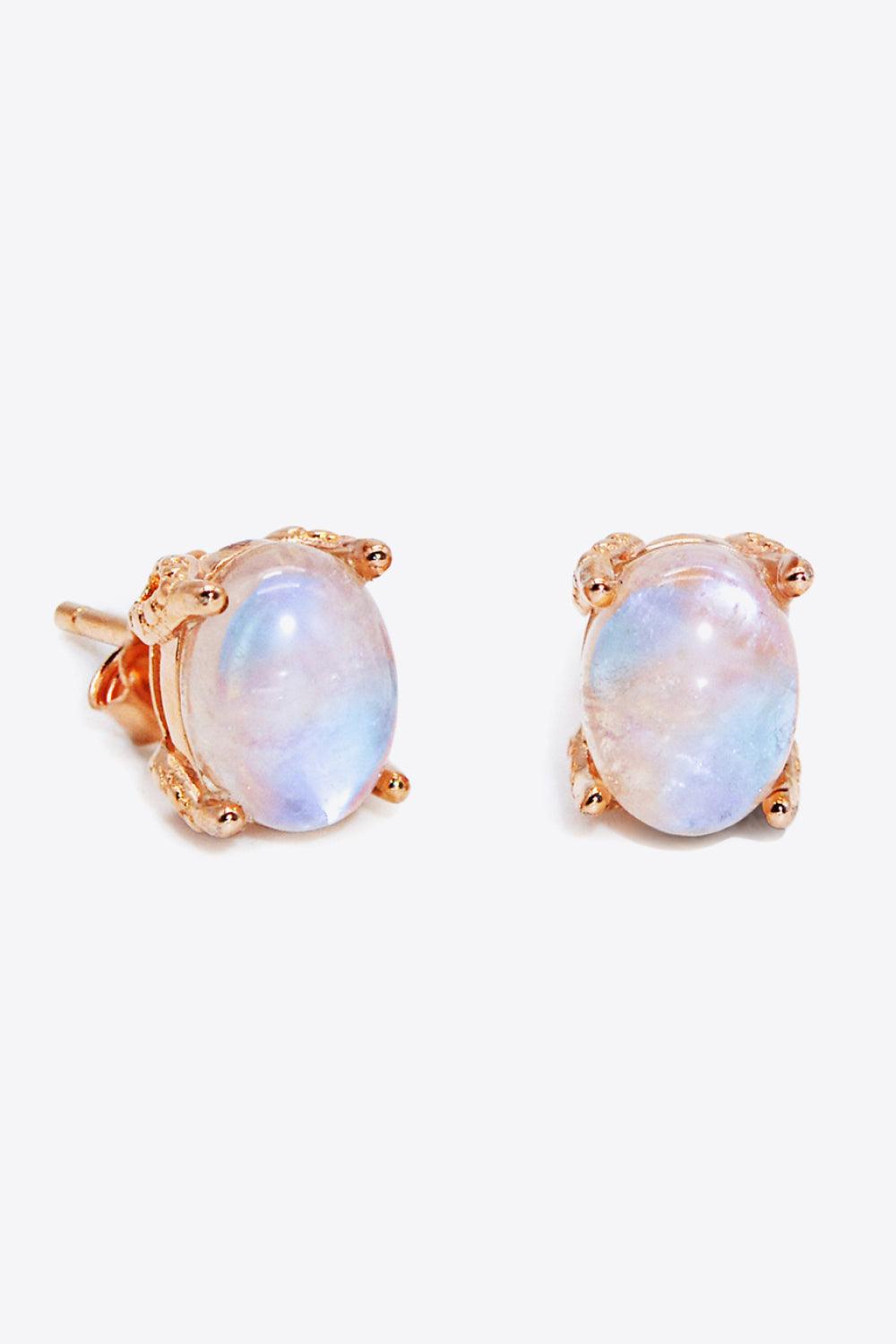 Natural Moonstone 4-Prong Stud Earrings Carauana Store