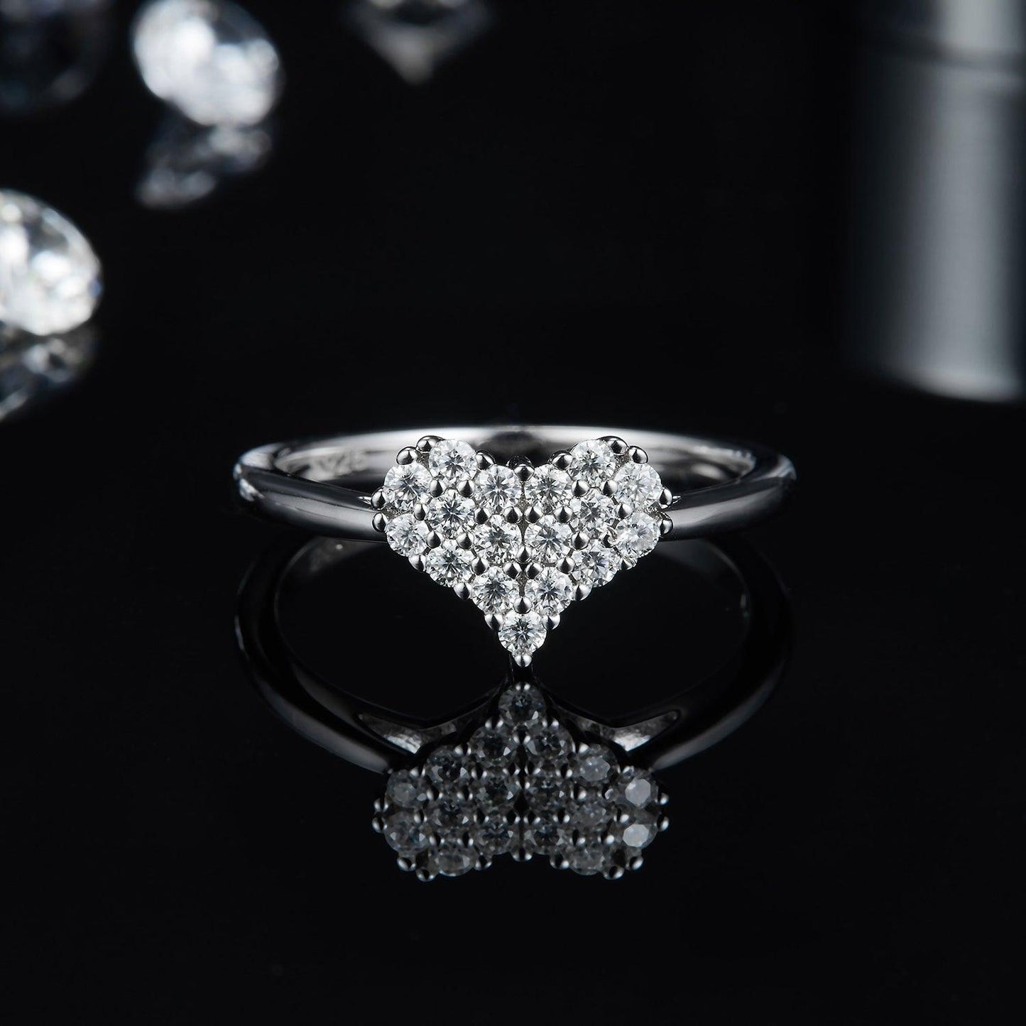 Moissanite 925 Sterling Silver Heart Ring Carauana Store