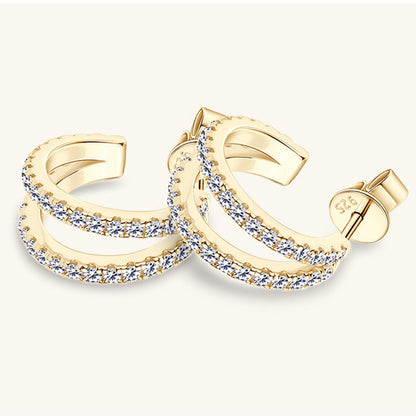 Moissanite 925 Sterling Silver C-Hoop Earrings Carauana Store