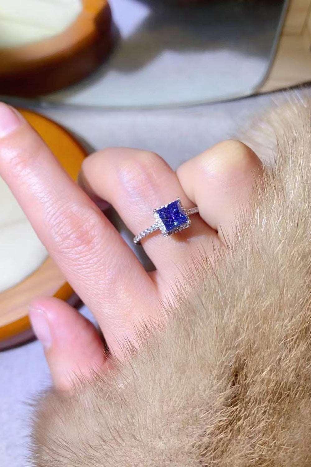 1 Carat Moissanite 925 Sterling Silver Square Ring Carauana Store